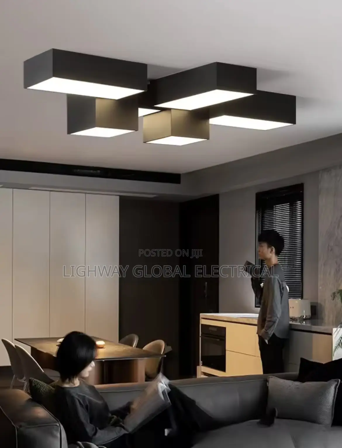 Geometric Square Main Light High End Creative Modern Flosh Chandelier