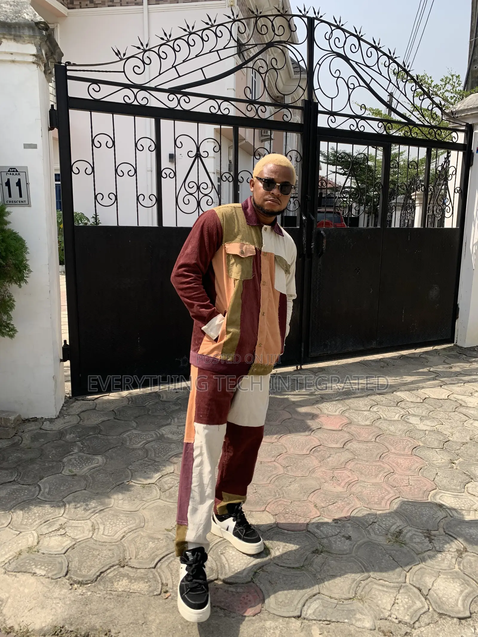 Multicolor Patchwork Corduroy Jacket With Pant