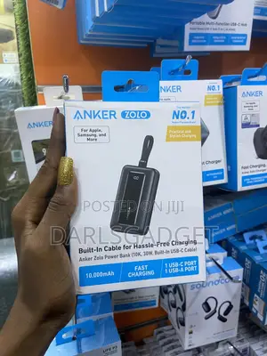 Anker Zolo 10000mah Power Bank 30w Fast Charge Built-in Cable