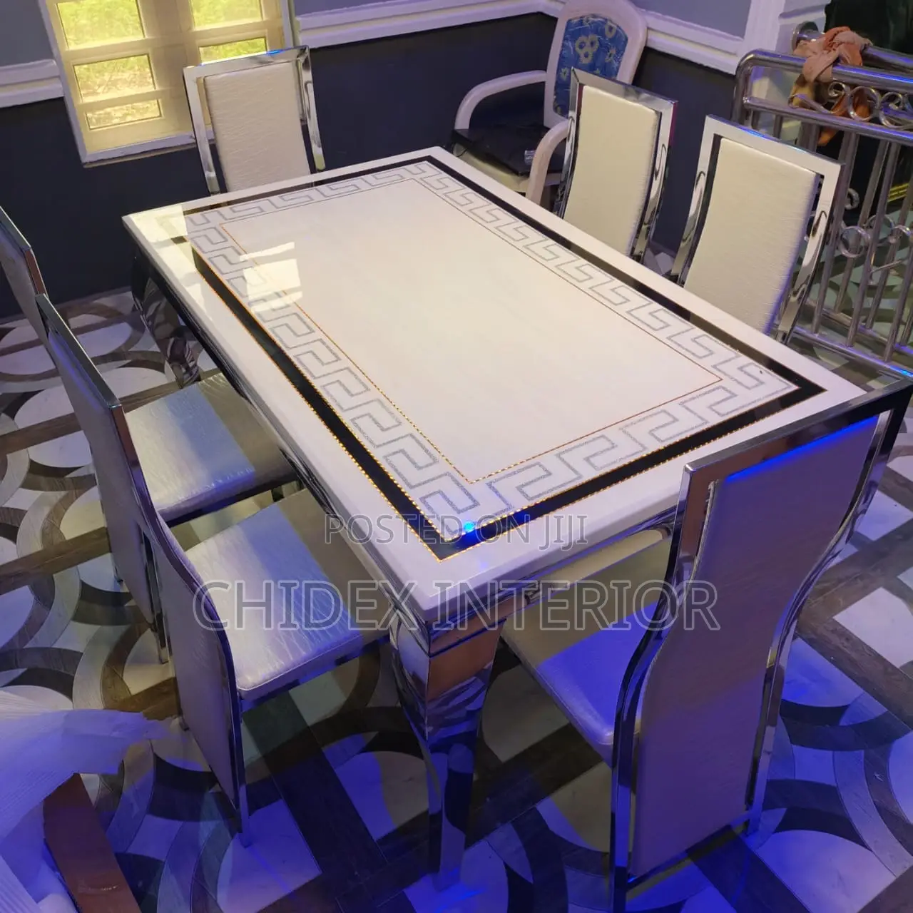 Classic Imported Marble Dining Table 6 Chairs