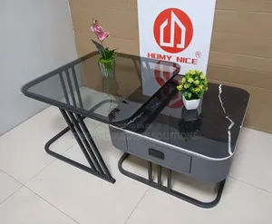 2in1 Twin Centre Table Glass and Marble