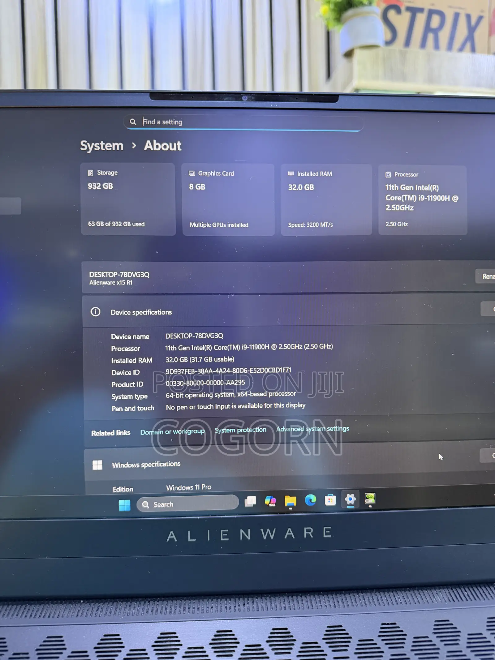 Laptop Alienware X15 r1 32GB Intel Core i9 SSD 1T