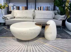 Premium Luxury Modern White Sculptural Centre Table Set