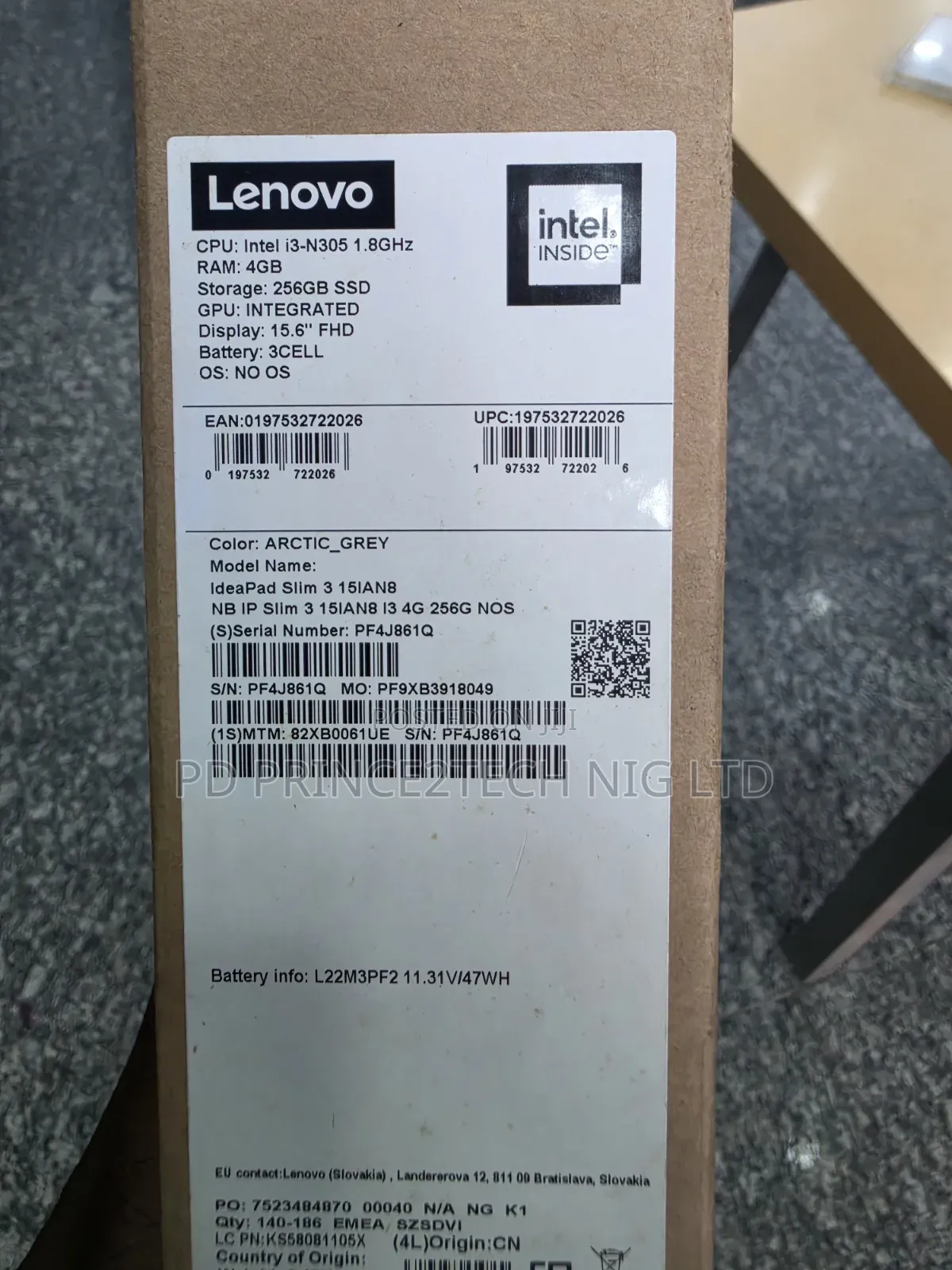 New Laptop Lenovo Ideapad 3 4GB Intel Core i3 SSD 256GB