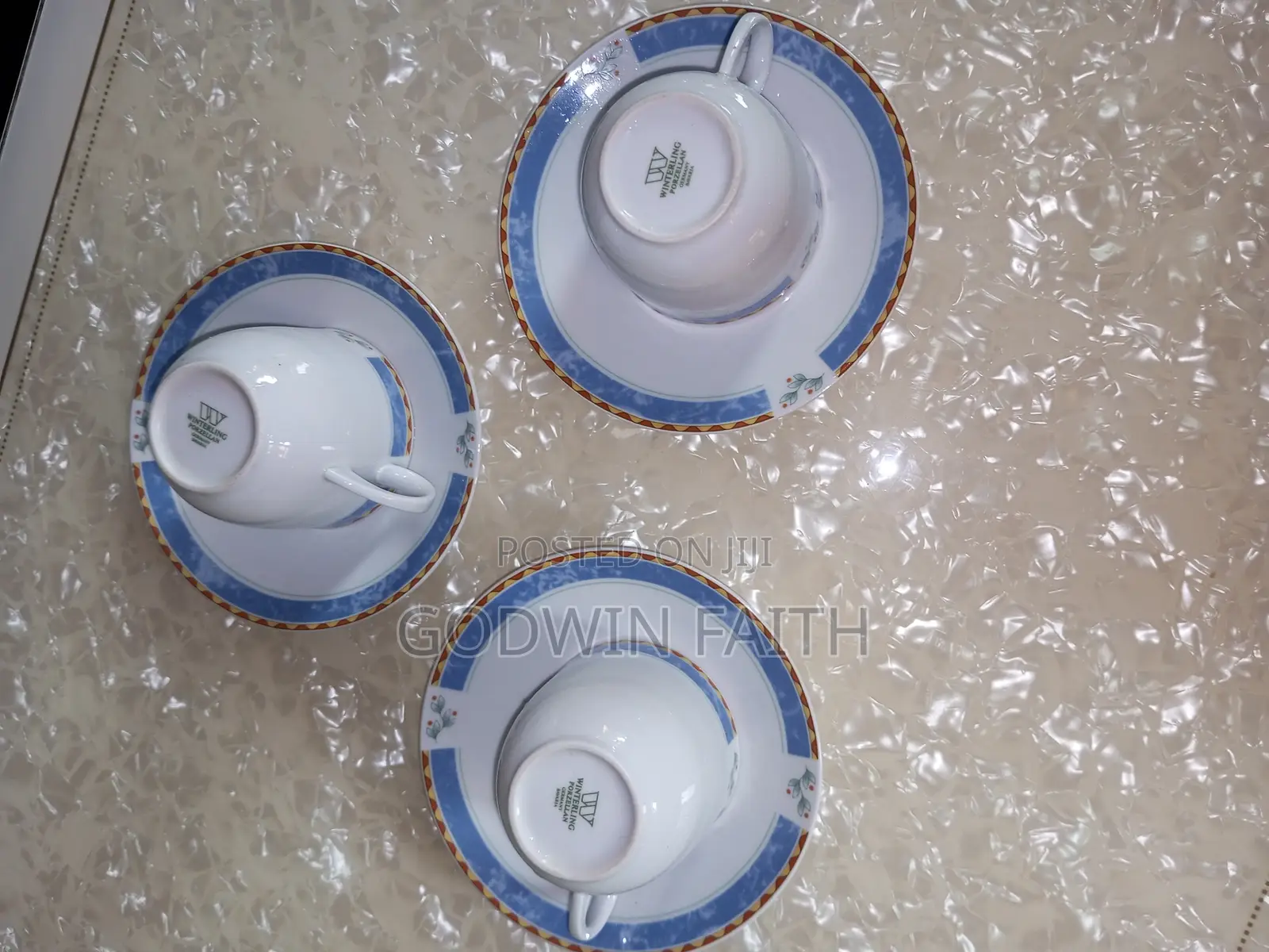 Luxury Flower Design Teacup Set. 3-Piece
