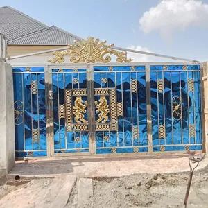 Stainless Gate With Gold Horse