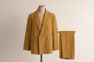 Imported Chic Golden Yellow Blazer Trouser Set, Kimono and Inner