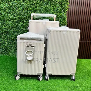 Luxury Pc Aluminium Luggage Set - Cream (20, 24, 28)
