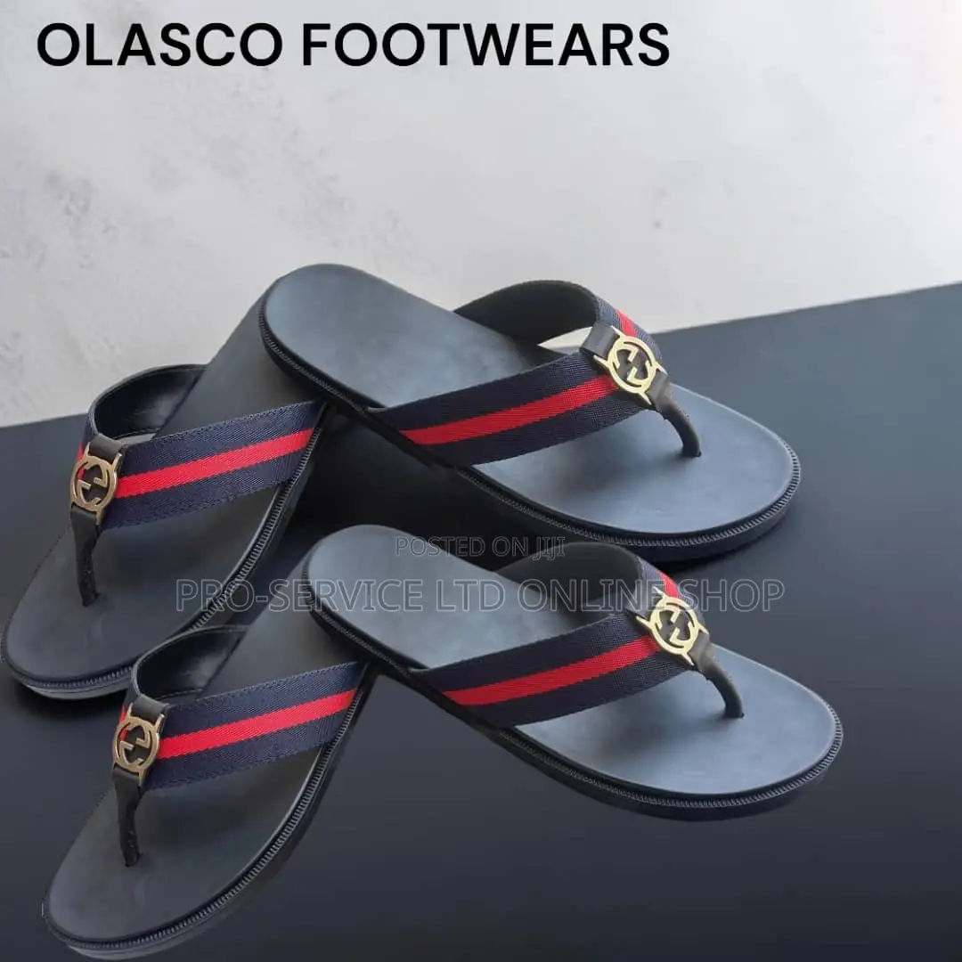 Red Blue Gucci Flip Flops