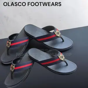 Red Blue Gucci Flip Flops