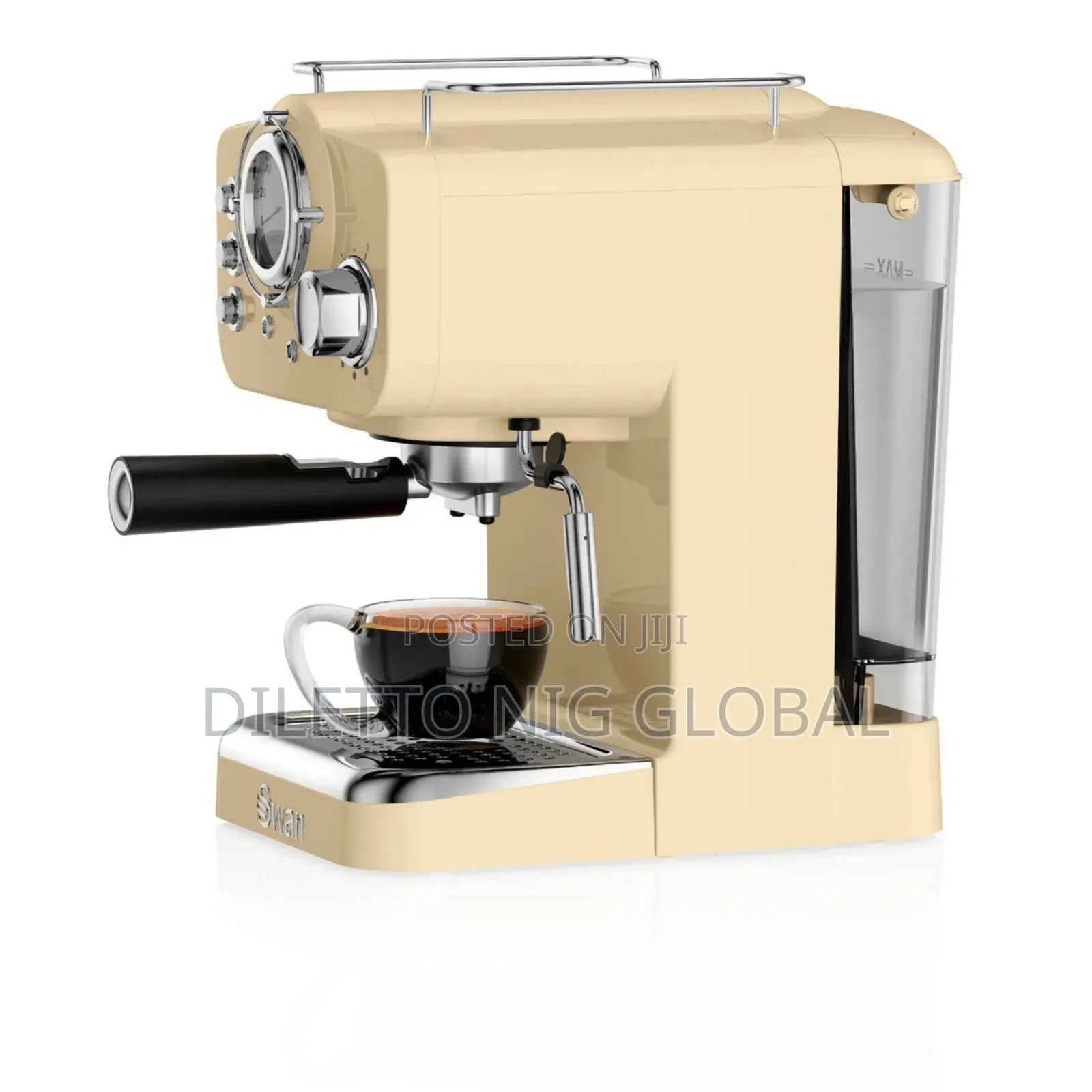 Swan Retro Pump Espresso Coffee Machine Cream