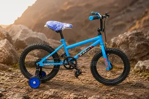 16" Blue BMX Kids Bicycle-Neat Chasis With Brand-New Trainer Wheels