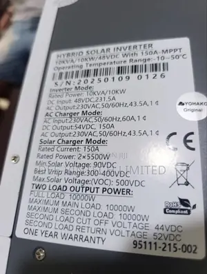 High Voltage 11kva Yohako Solar Inverter 48v Hybrid