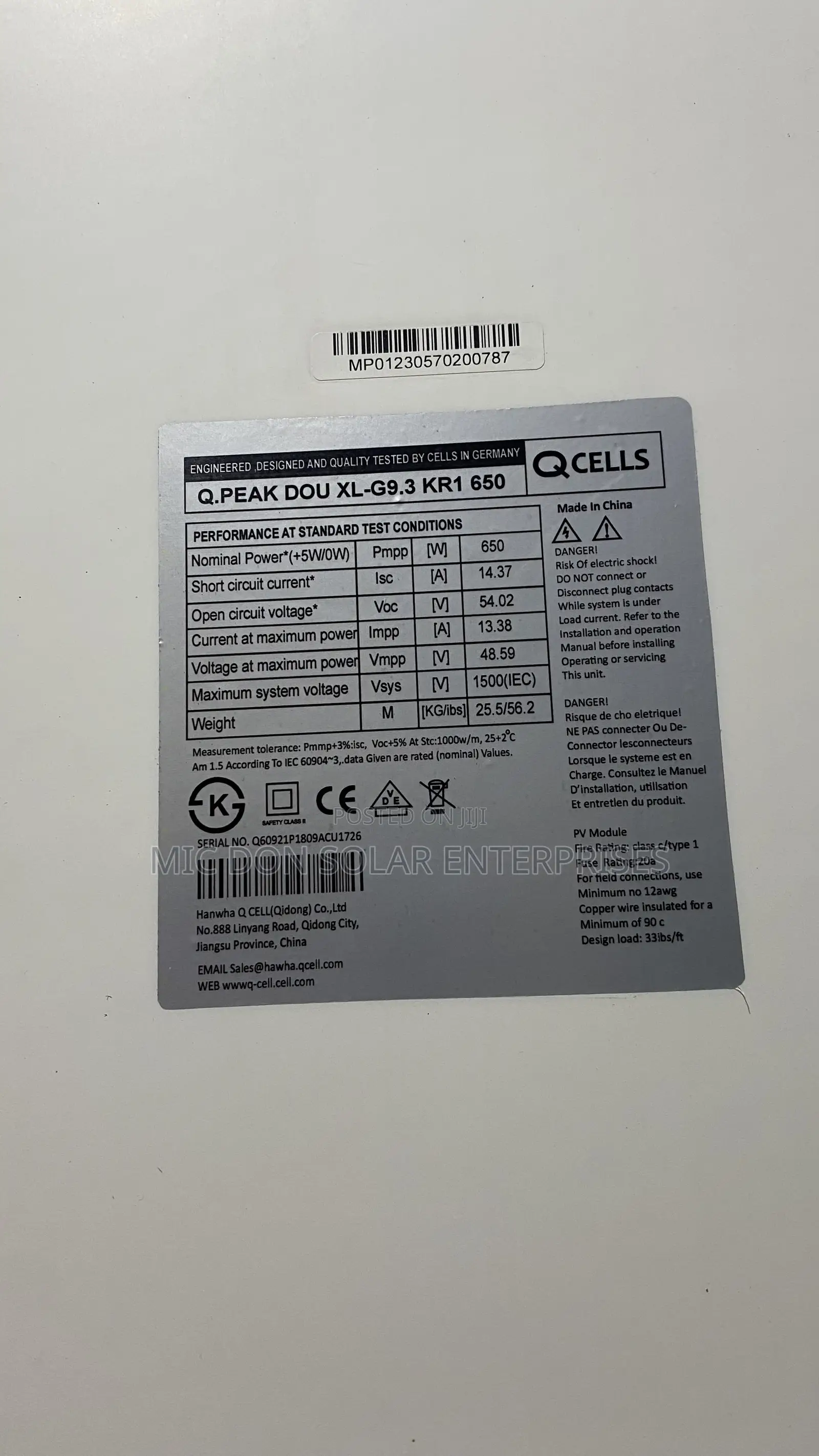 Qcell 650watts Solar Panel