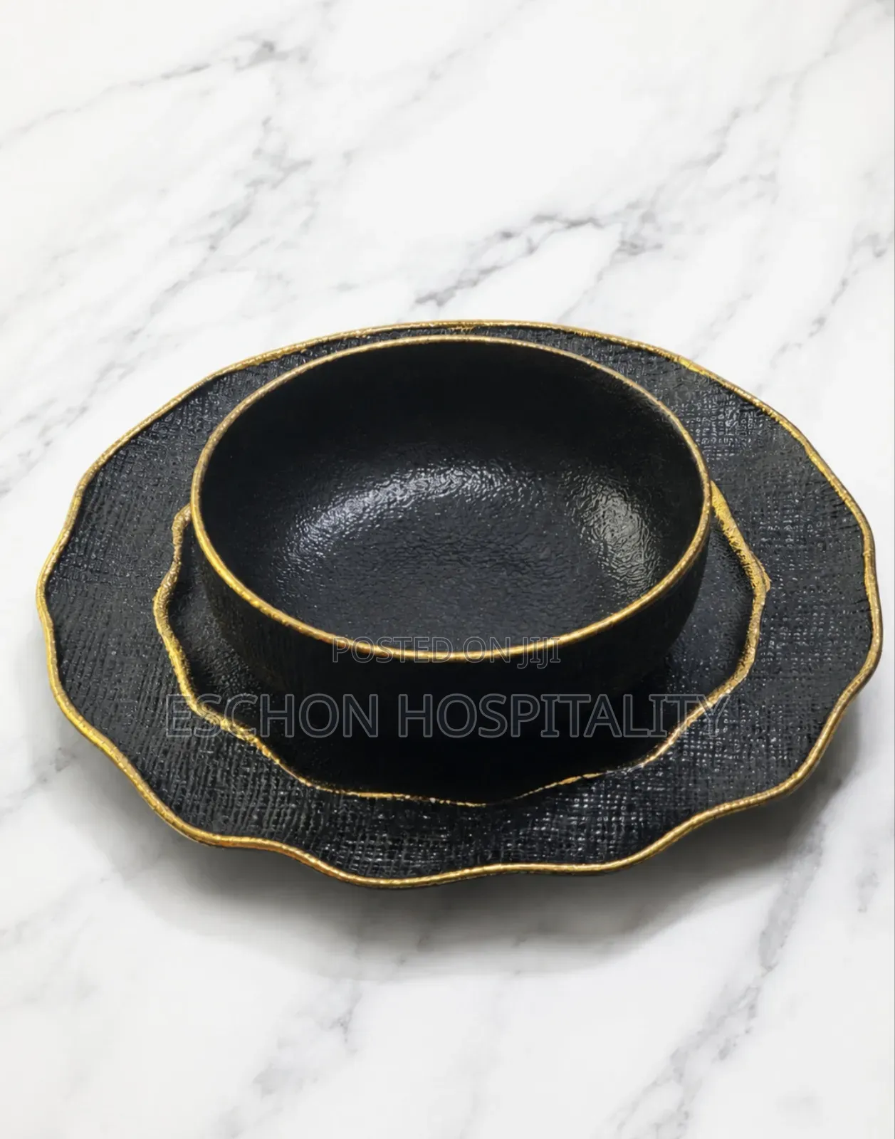 Midnight Elegance Ceramic Dinner Plates
