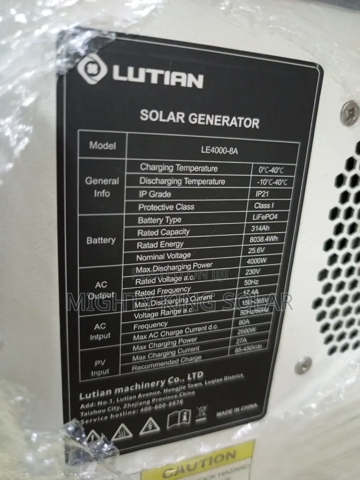 8038kwh Plus 4kva Lutian Solar Generator
