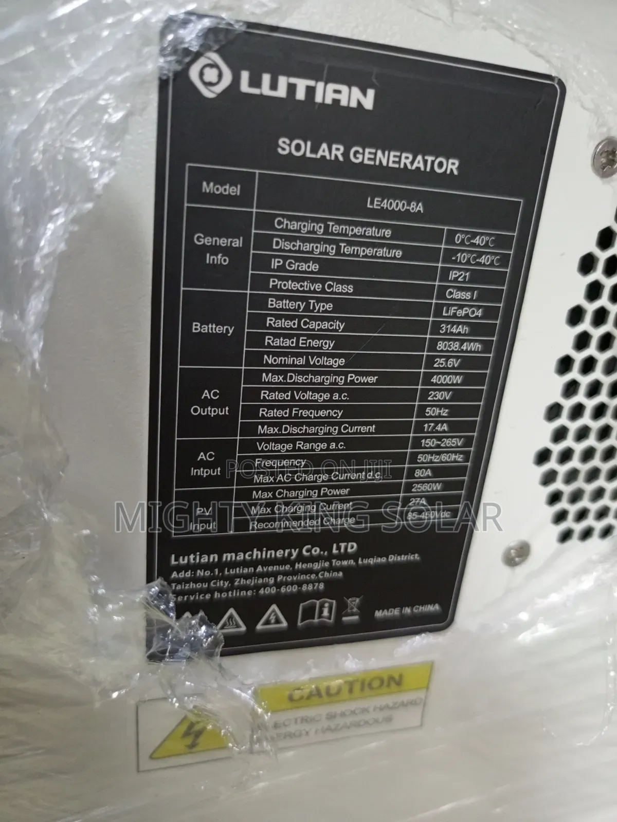8038kwh Plus 4kva Lutian Solar Generator