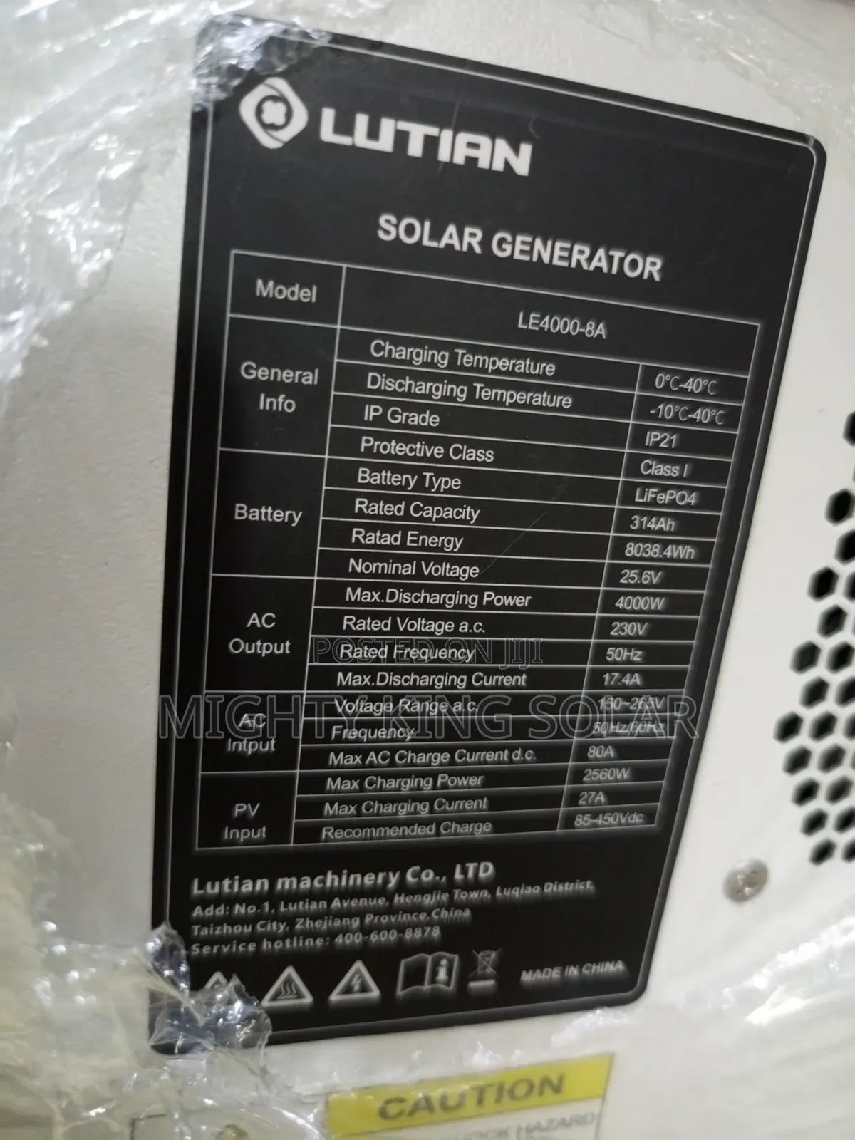 8038kwh Plus 4kva Lutian Solar Generator