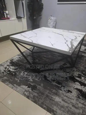 Modern Square Wooden Coffee Table – Marble Design