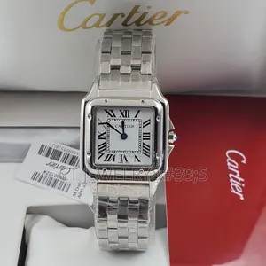 Cartier Panthère Style Square Dial,Diamond Bezel,Stainless Steel Strap