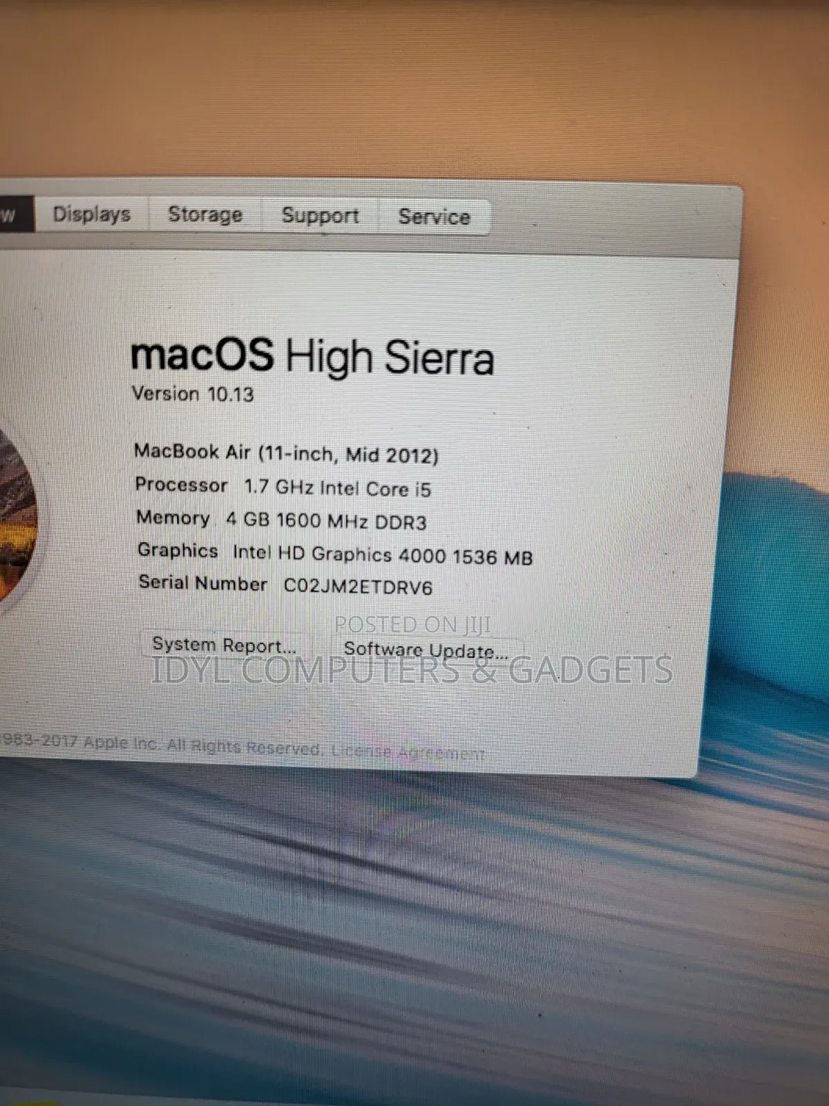 Laptop Apple MacBook Air 2012 4GB Intel Core i5 SSD 256GB