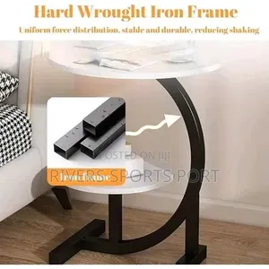 Double-Layered Round C-Shaped Side Table / Stool With Storage Shelf