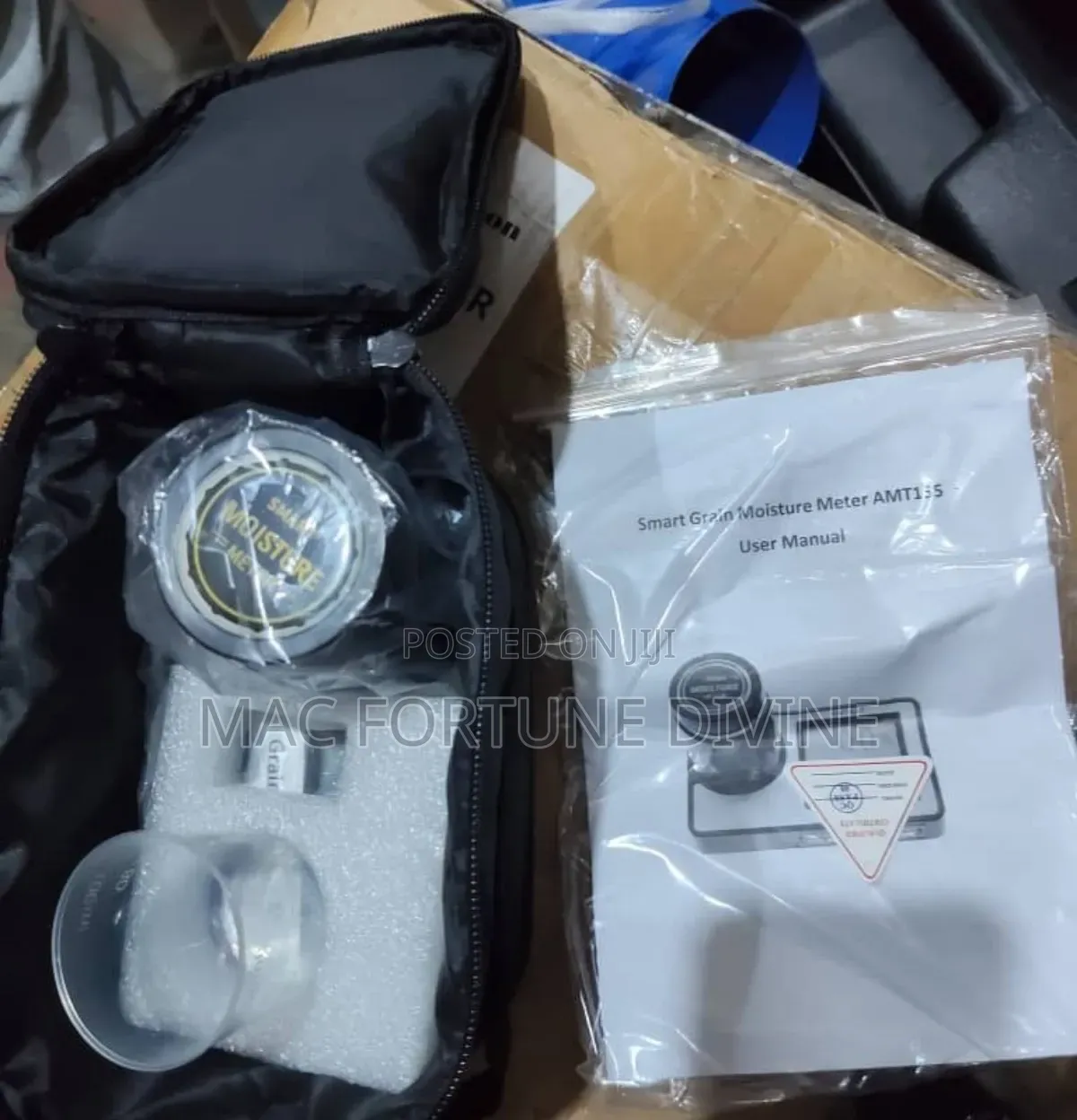 Smart Grain Moisture Meter Packaged in Black Carrying Case
