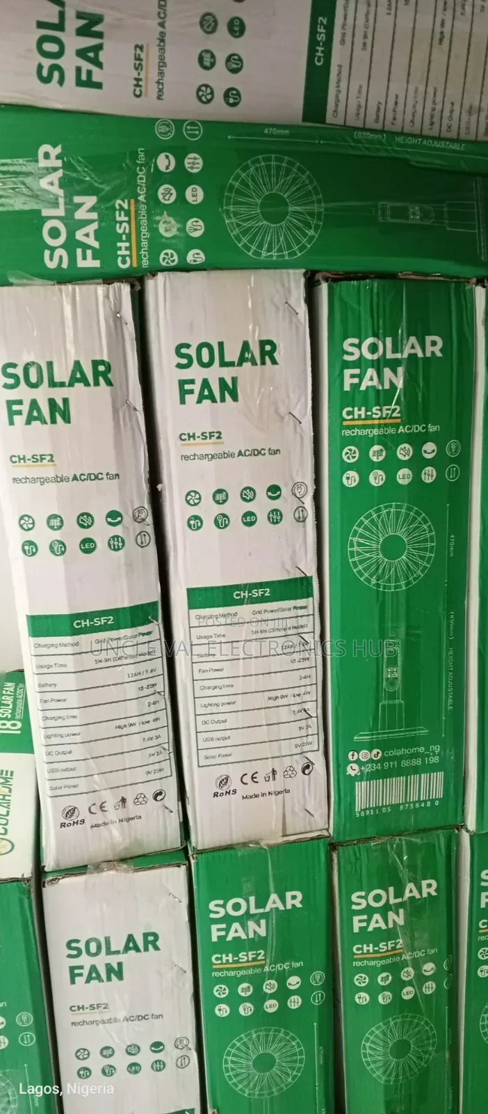 Colahome 18" Solar Rechargeable Fan