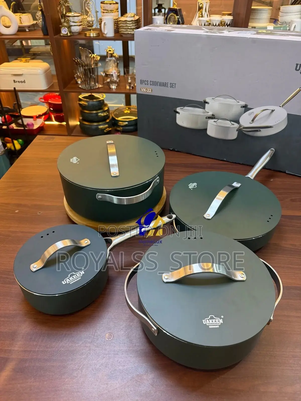 Original Uakeen Germany Vk-22 8pcs Ceramic Non-Stick Cookware Set