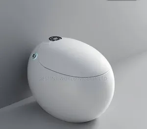 Modern White Egg-Shaped Smart Toilet Featuring Automated Lid Functions