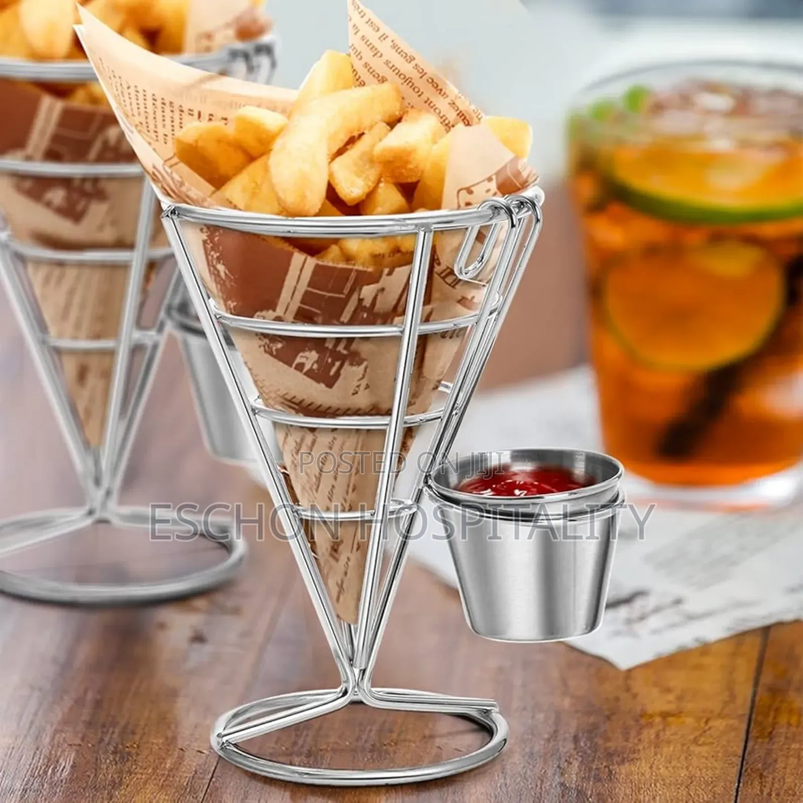 French Fries Stand With Sauce Dipper