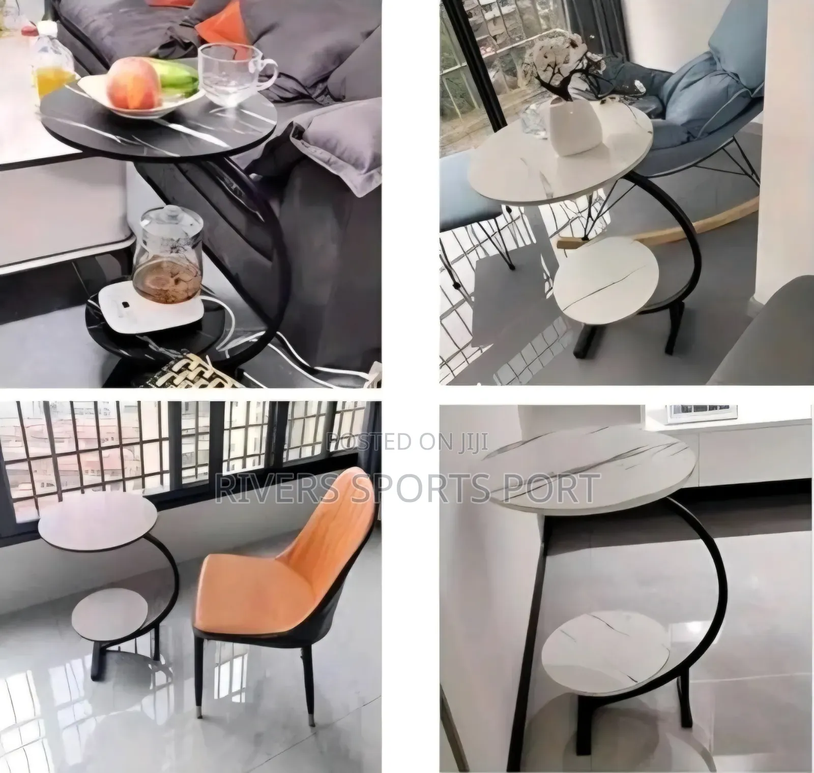 Double-Layered Round C-Shaped Side Table / Stool With Storage Shelf