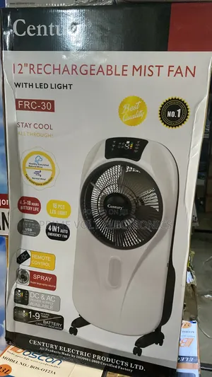 Century 12inch Rechargeable Mist Fan With Led Light