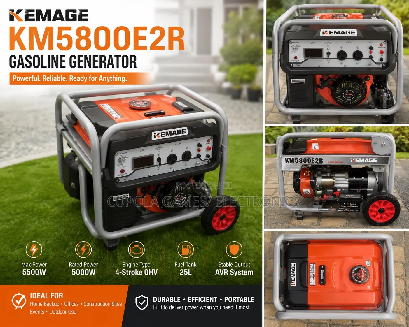 Kemage 6.5kva Remote-Control Generator Copper Coil”