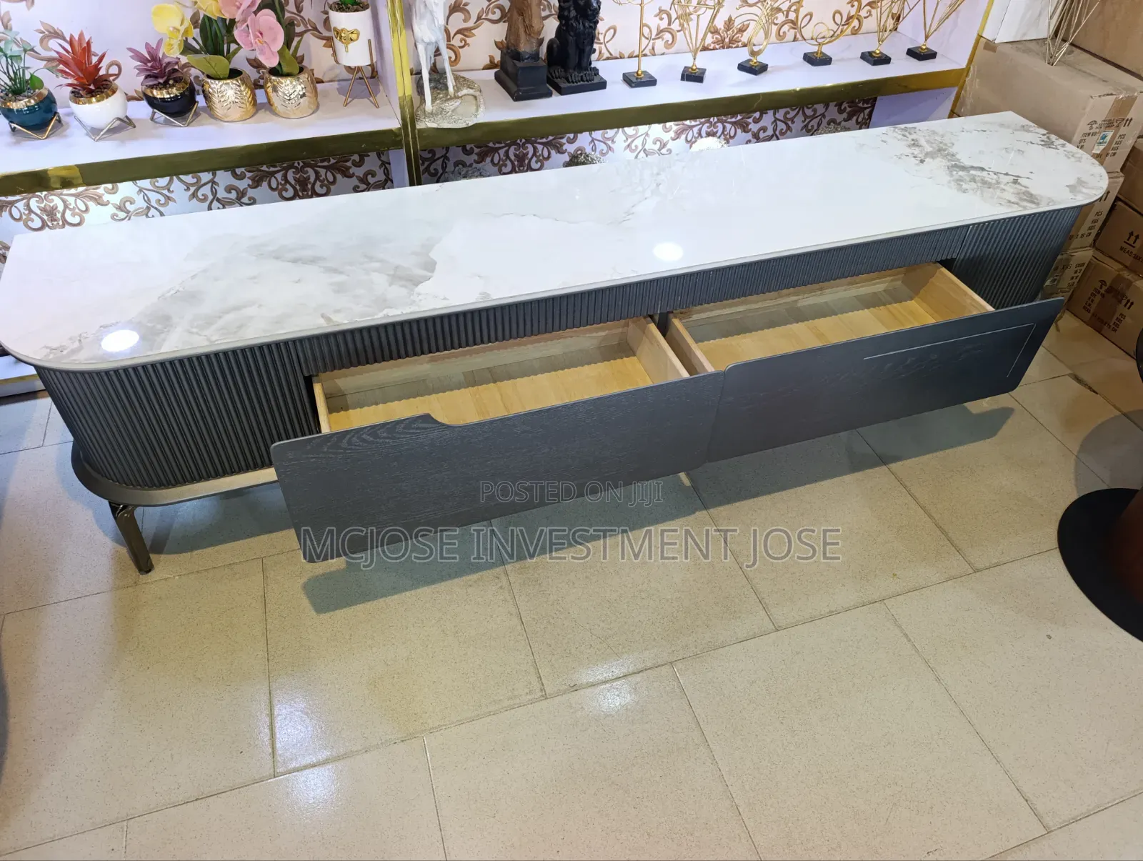 Unique Marble Top Tv Stand.