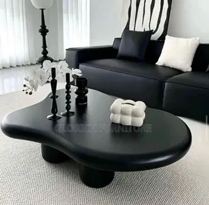 Luxury Matte Black Cloud Shape Center Table – Bold Sculptural Des