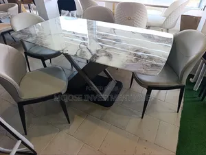 Modern Contemporary Dining Table Set by 6 Chairs.