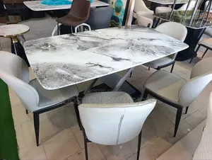 Modern Contemporary Dining Table Set by 6 Chairs.
