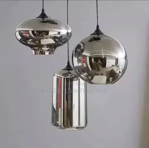 Nordic 4in1 Smoky Glass Pendant Light for Living Room, Dining, Kitchen