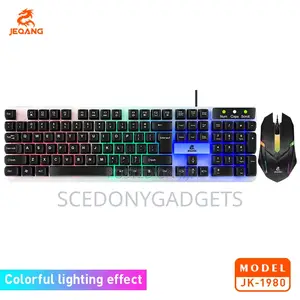 Jeqang-1980 RGB Wired Keyboard and Mouse Set New Optical Usb Interface