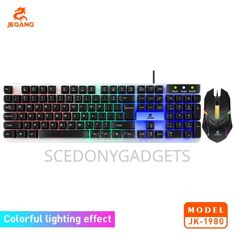 Jeqang-1980 RGB Wired Keyboard and Mouse Set New Optical Usb Interface
