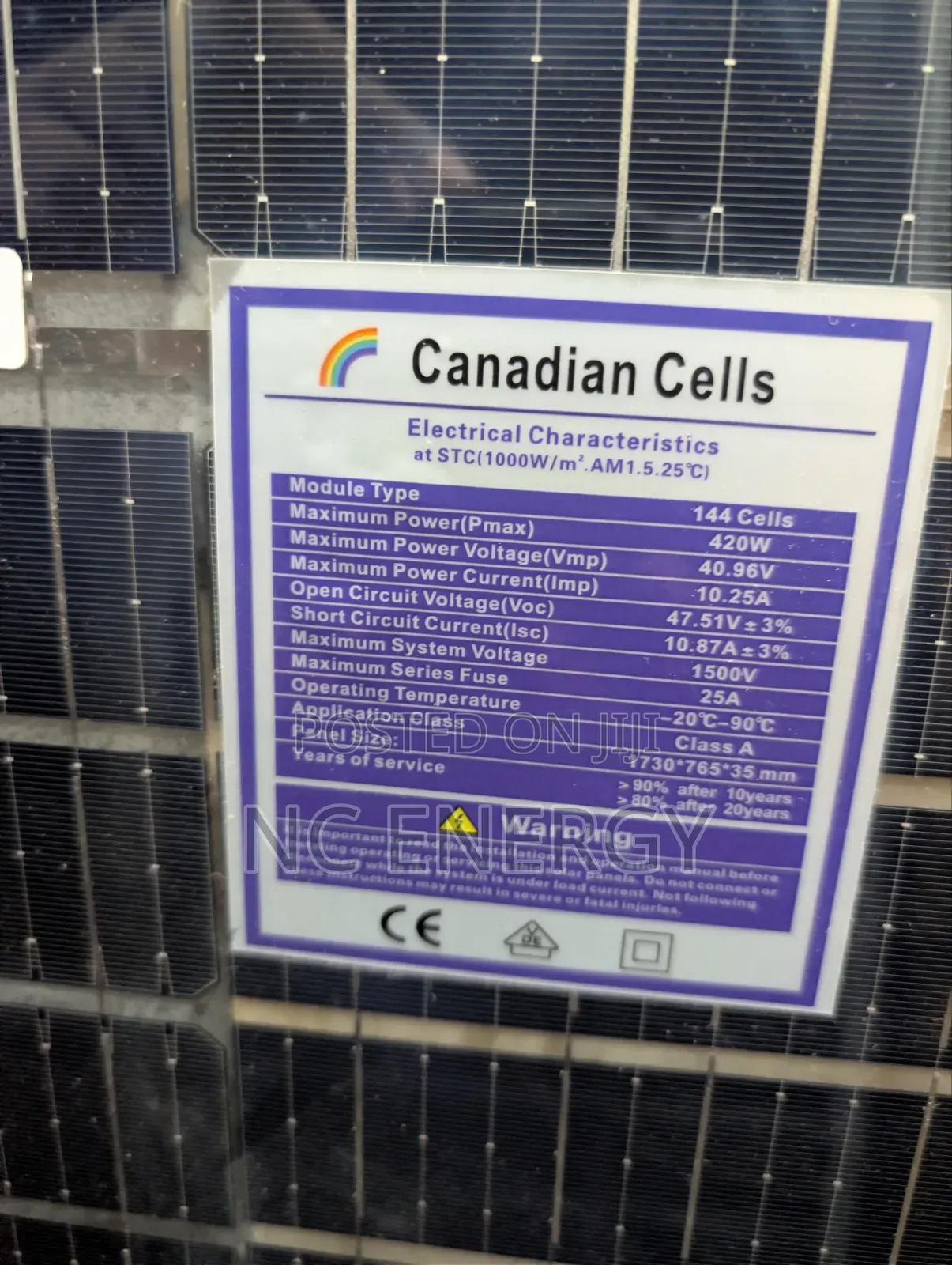 420w Bifacial Canadian Panel