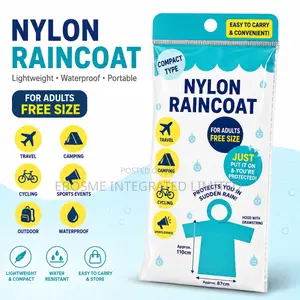 Portable Nylon Raincoat – Adult Free Size