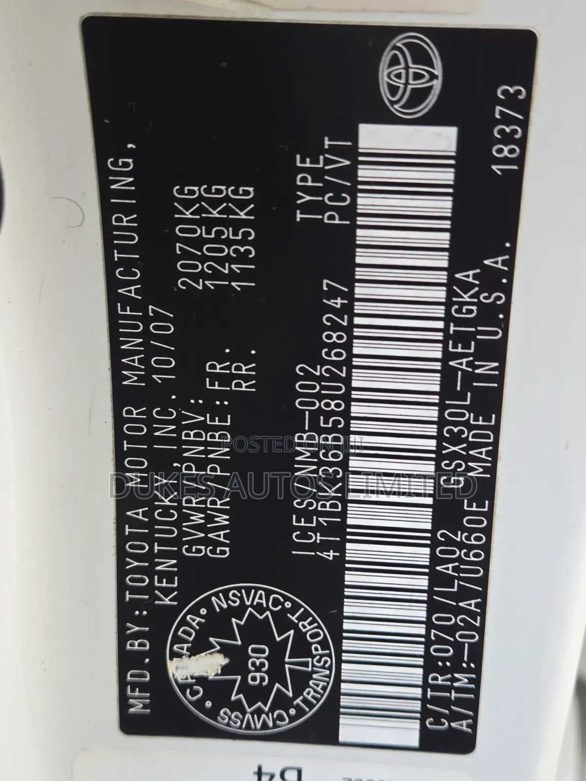 Toyota Avalon 2008 White