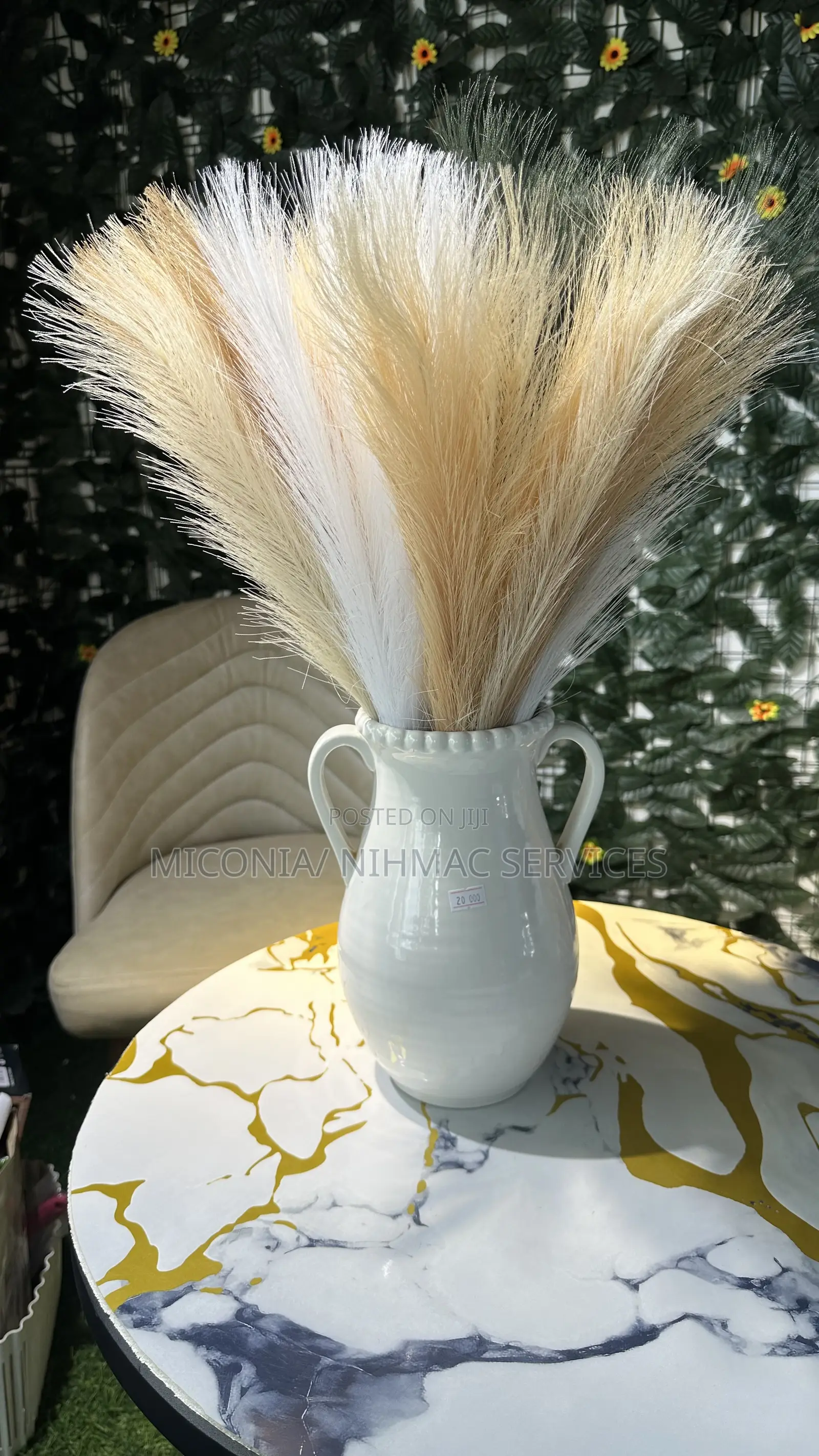 White Ceramic Vase With Pampas Grass