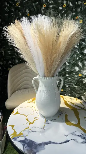 White Ceramic Vase With Pampas Grass