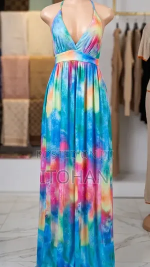 Trendy Multi-Color Tie-Dye Maxi Dress – Elegant Summer Vibe