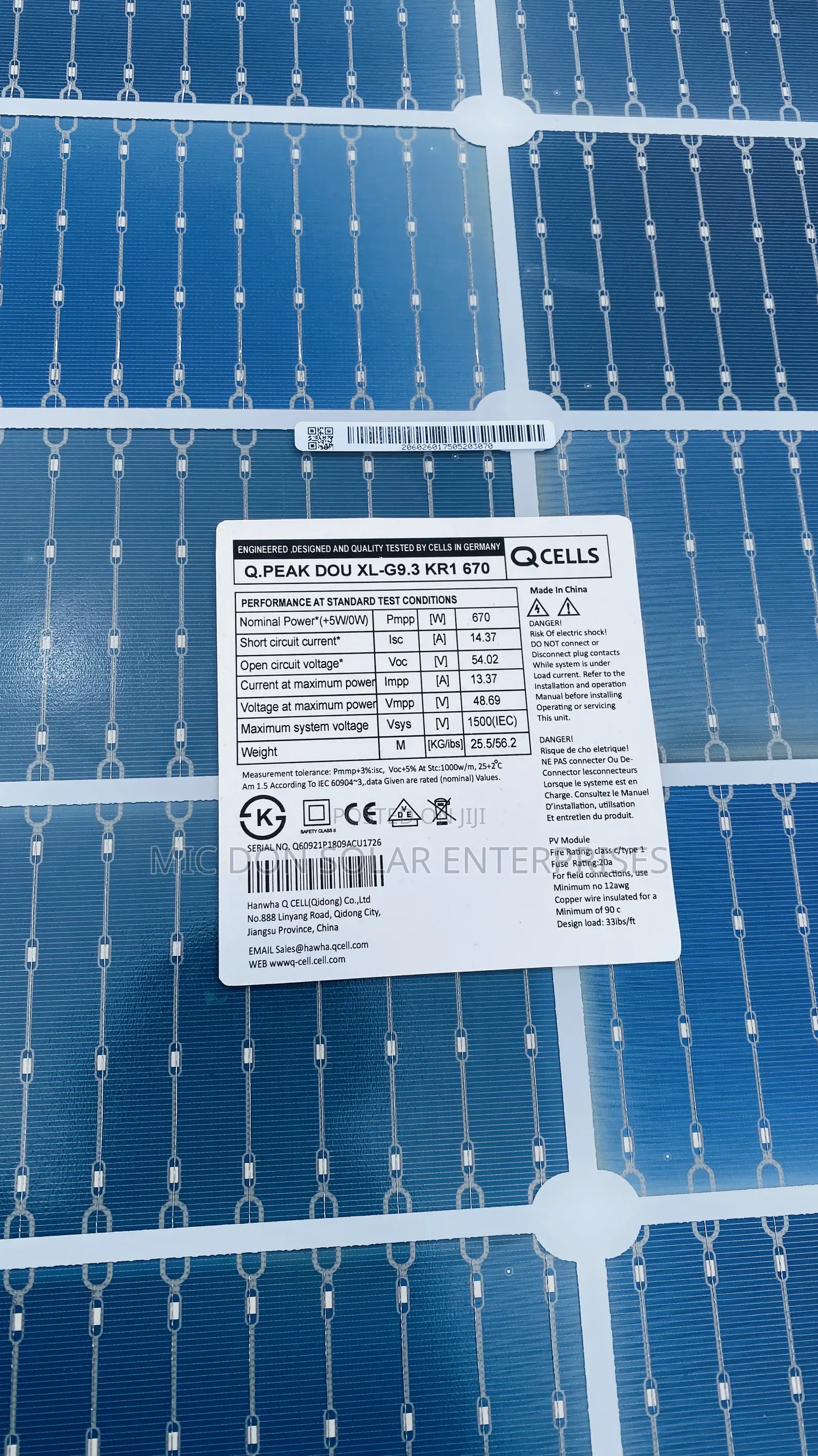 Qcell 670watts Solar Panel.