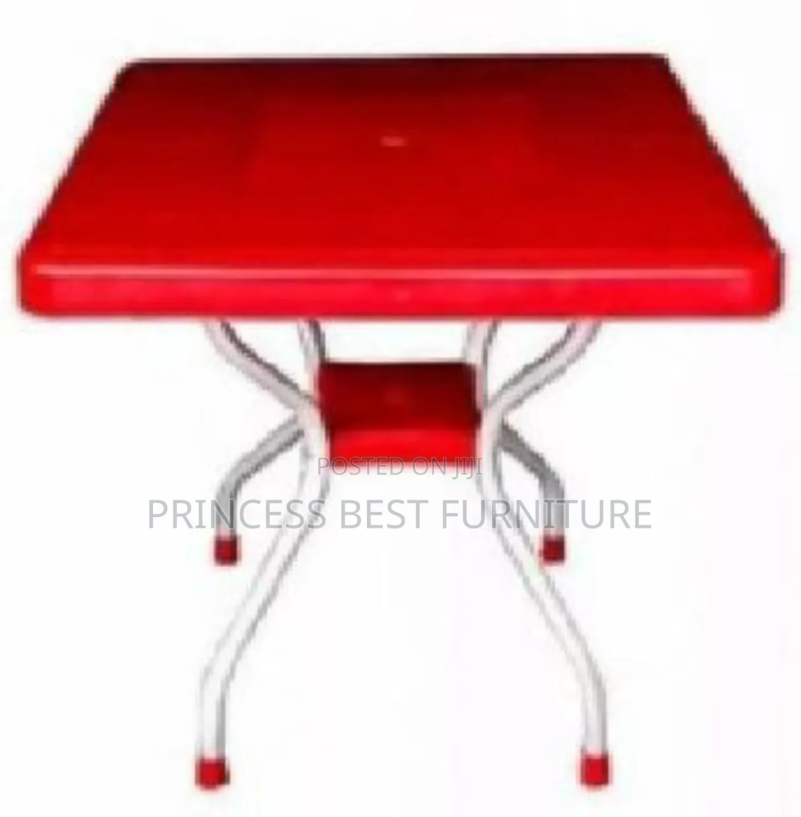 Red Table With Star Iron Leg