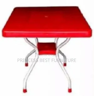 Red Table With Star Iron Leg
